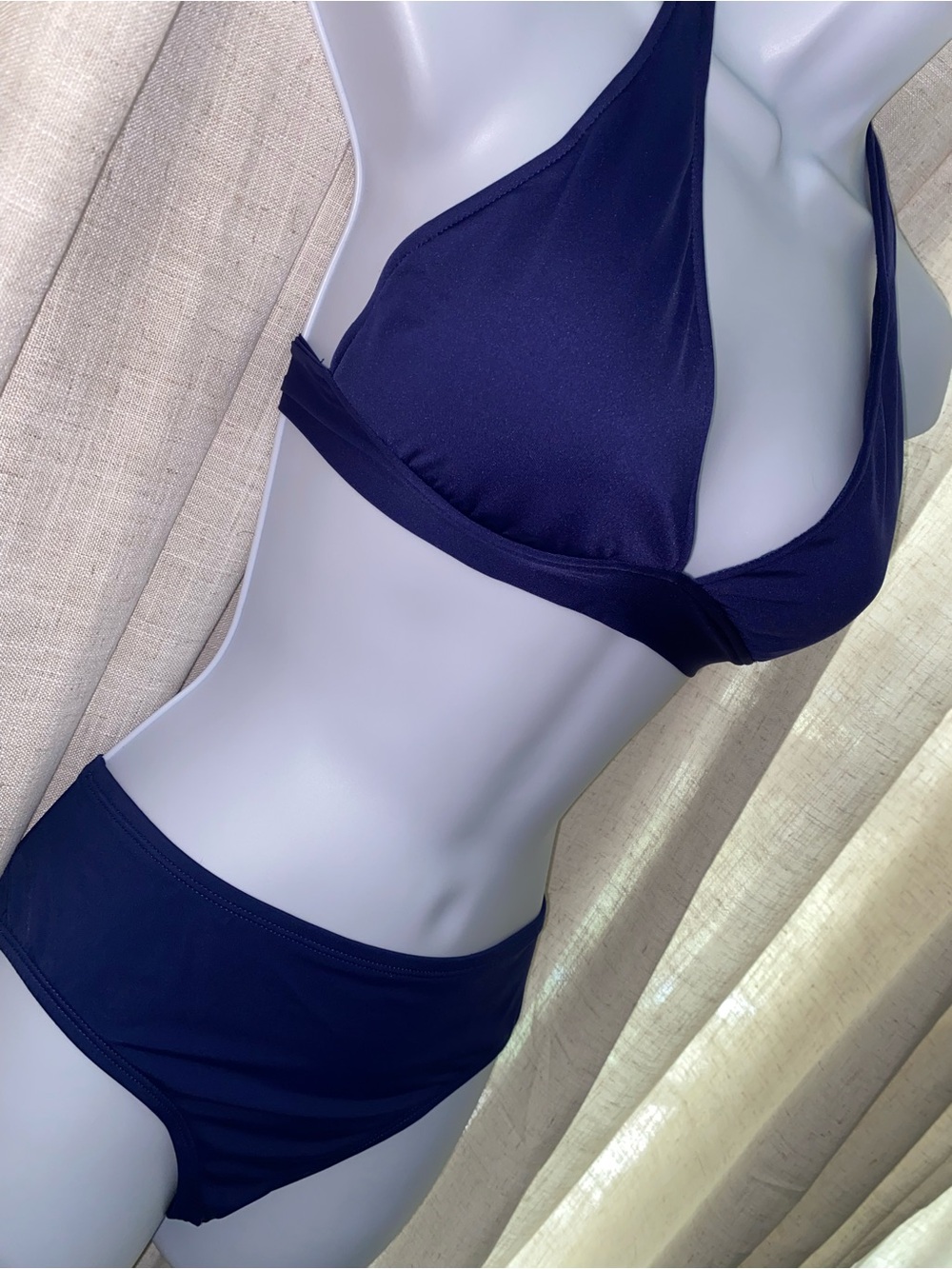 Vintage Jag Sport Navy Blue Halter Bikini Two-Piece Set - Picture 2 of 8